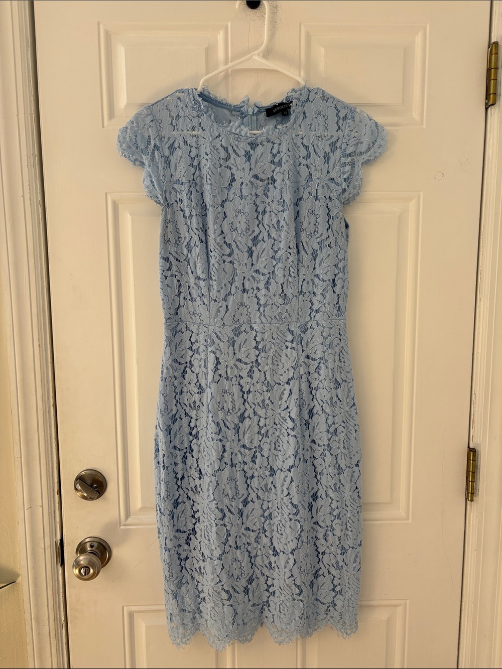 MEROKEETY blue Lace Sheath Dress M Wedding Guest Cocktail